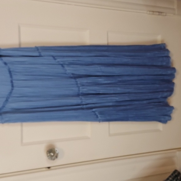 Vince Tiered Asymmetric Midi Satin Dress In Blue - Picture 6 of 12